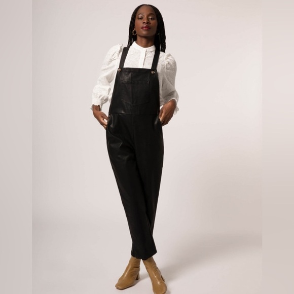 FRNCH Paris faux leather black overalls S NWT - Picture 2 of 8